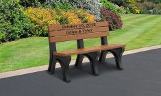 Victory Inlay Memorial Benches - Premium Wood Grain